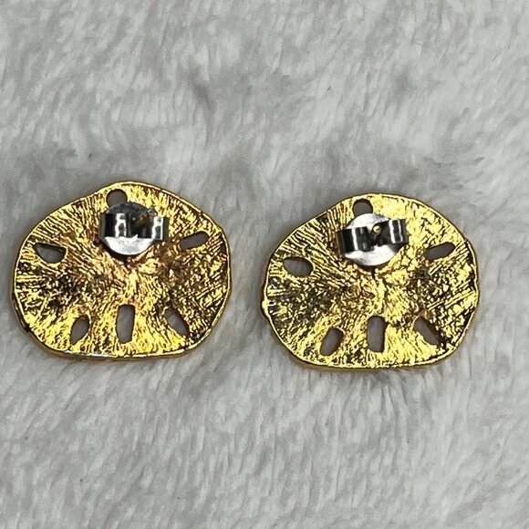 Gold-Tone Sand Dollar Earrings - Picture 5 of 5